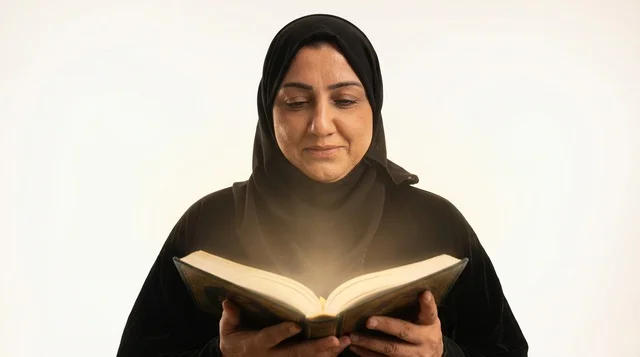 امرأة سعودية تقرأ كتاباً مع ضوء متوهج امرأة سعودية تقرأ كتاباً مع ضوء متوهج