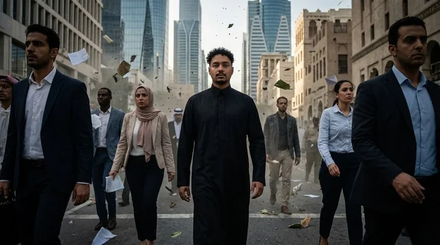 رجال وسيدات أعمال سعوديون وعرب في شارع بالمدينة