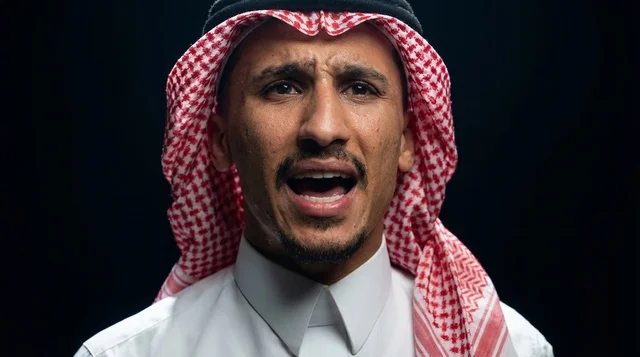 Saudi Man in Traditional Dress Shouting Portrait