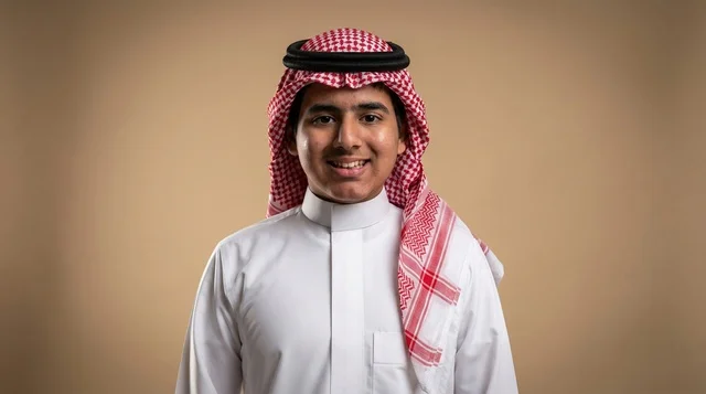 Young Saudi Man in Traditional Dress Studio Portrait