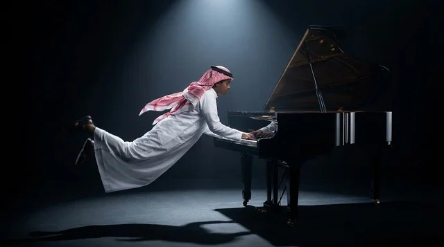 Saudi Man Levitating While Playing Grand Piano