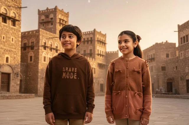 Saudi Children at Heritage Village Sunset