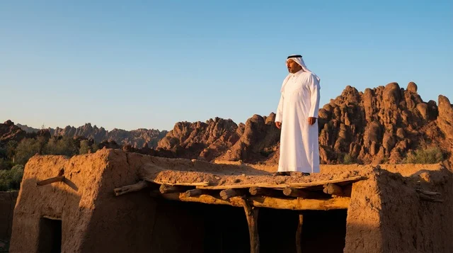 Saudi Man in Traditional Thobe at Heritage Mud House