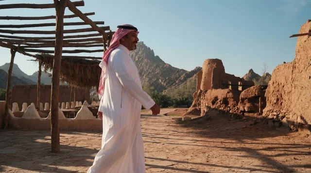 Saudi Man in Traditional Thobe at Heritage Village