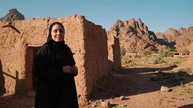 Saudi Woman in Abaya at Heritage Mud Village
