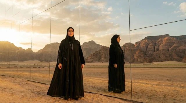 Saudi Women in AlUla Desert at Sunset