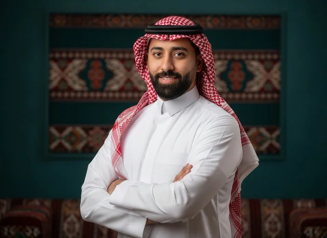 Saudi Man in Traditional Thobe and Ghutra Portrait