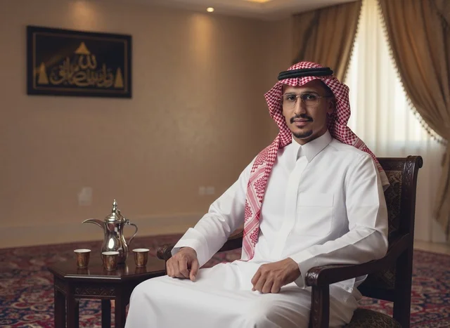 Saudi Man in Traditional Thobe and Ghutra Portrait