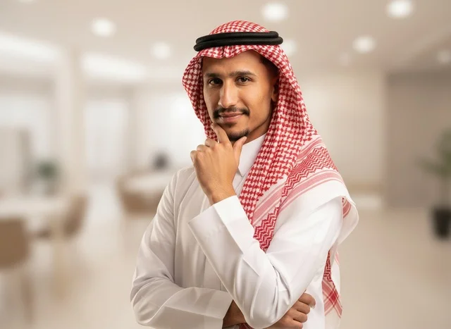 Saudi Businessman in Traditional Attire in Office