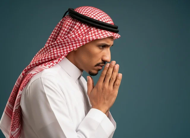 رجل سعودي بالزي التقليدي لقطة جانبية