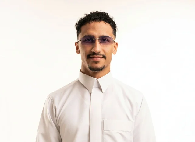 Saudi Man in White Thobe Studio Portrait