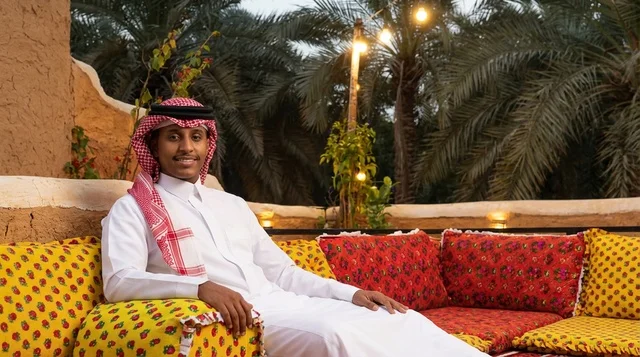 Saudi Man in Traditional Thobe at Heritage Farm