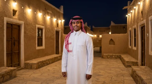 Saudi Man in Traditional Thobe at Heritage Village