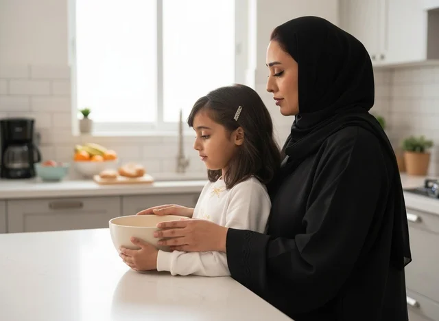 أم إماراتية وابنتها في مطبخ حديث