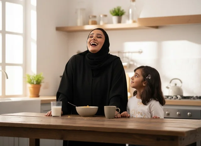 أم إماراتية وابنتها في مطبخ حديث