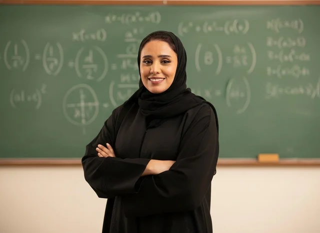 معلمة رياضيات سعودية في الفصل الدراسي