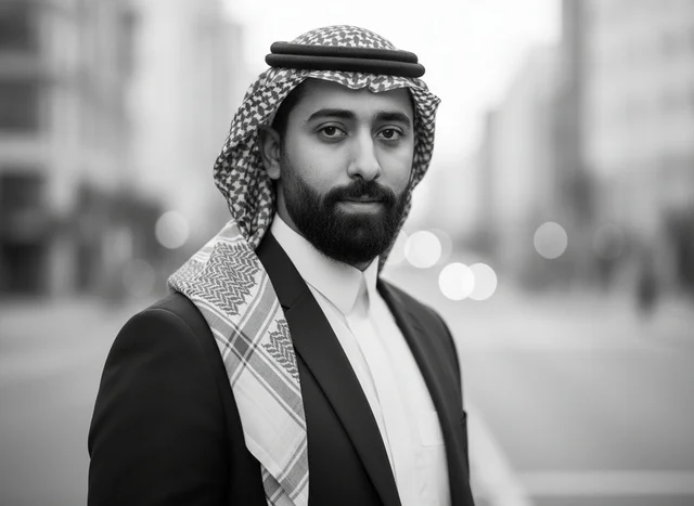 Saudi Businessman in Traditional Shemagh and Suit
