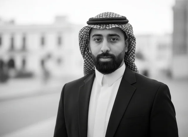 رجل أعمال سعودي بالغترة والعقال والبدلة الرسمية