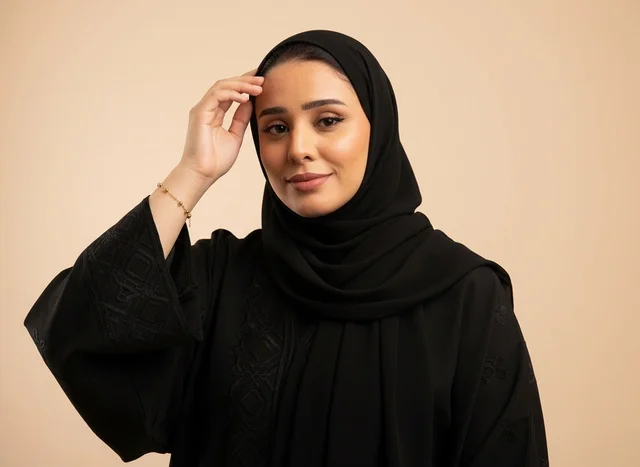 Emirati Woman in Black Abaya Studio Portrait Emirati Woman in Black Abaya Studio Portrait