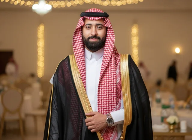رجل سعودي بالبشت التقليدي في مناسبة رسمية رجل سعودي بالبشت التقليدي في مناسبة رسمية