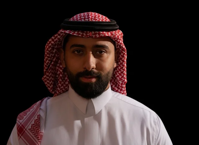 Saudi Man in Traditional Thobe and Shemagh Portrait