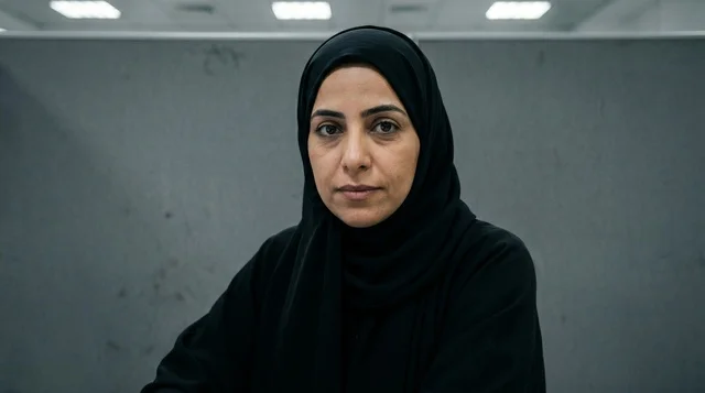 بورتريه لامرأة إماراتية بالحجاب في مقر العمل
