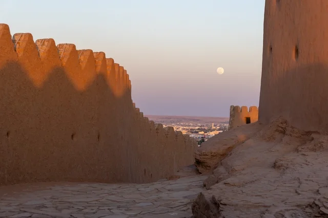 Marid Castle Sakaka Al-Jouf at Moonrise