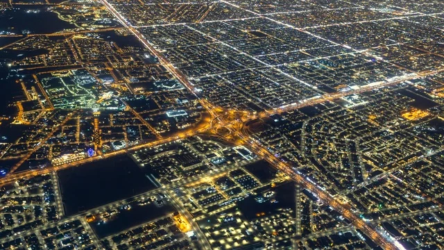 Riyadh Saudi Arabia Aerial City View at Night