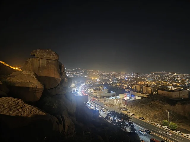 Abha Asir City Night View from Mountain Top