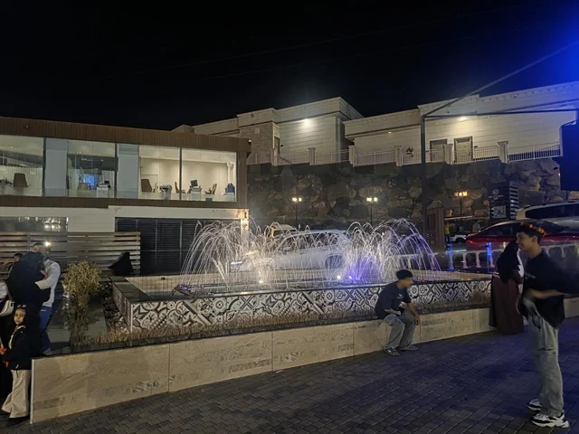 Water Fountain in Abha Asir Plaza at Night