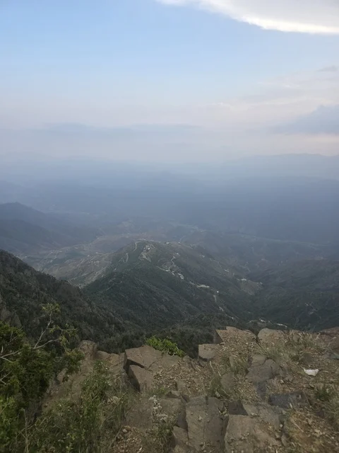 Abha Asir Mountains Landscape with Mist and Rocks
