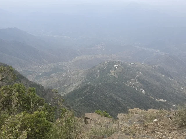 Foggy Asir Mountains Landscape View in Abha Saudi Arabia