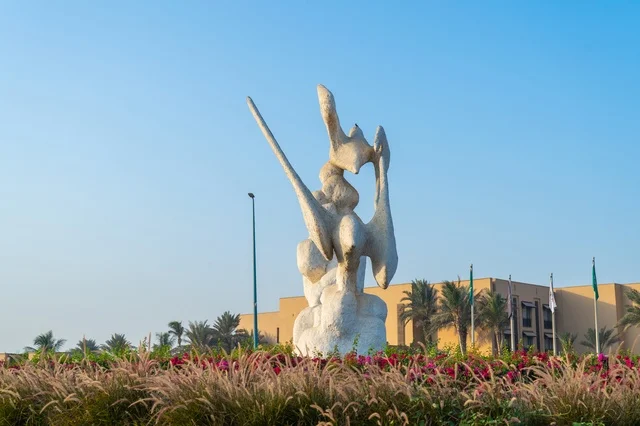 White Abstract Sculpture in Jeddah Saudi Arabia Garden