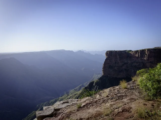 Scenic Mountain Canyon and Cliff Valley View in Daylight