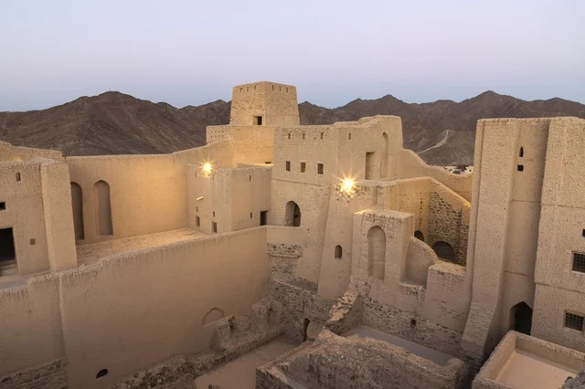 Bahla Fort Oman Ancient Mudbrick Castle at Twilight Bahla Fort Oman Ancient Mudbrick Castle at Twilight