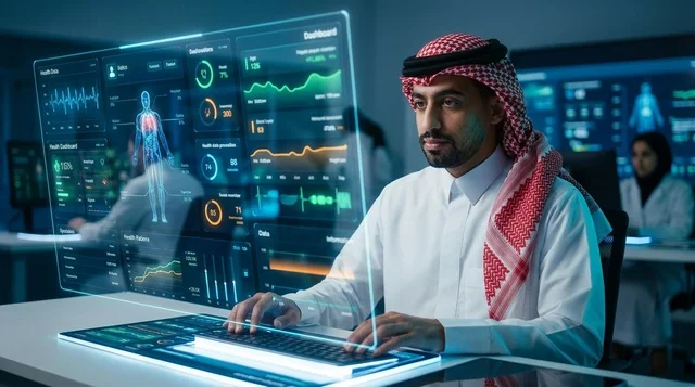 عالم سعودي يعمل مع تكنولوجيا الهولوجرام الطبية في مختبر
