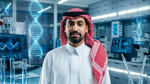 باحث وعالم سعودي في مختبر الأبحاث الجينية الحديث