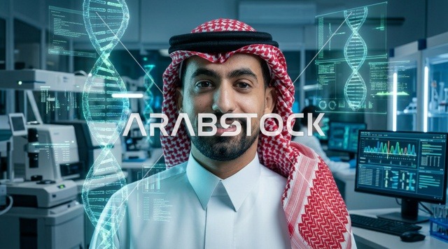 عالم سعودي يدرس الحمض النووي الهولوغرام في مختبر متطور
