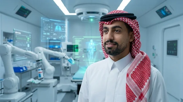 رجل سعودي في غرفة عمليات المستشفى الذكي المستقبلي