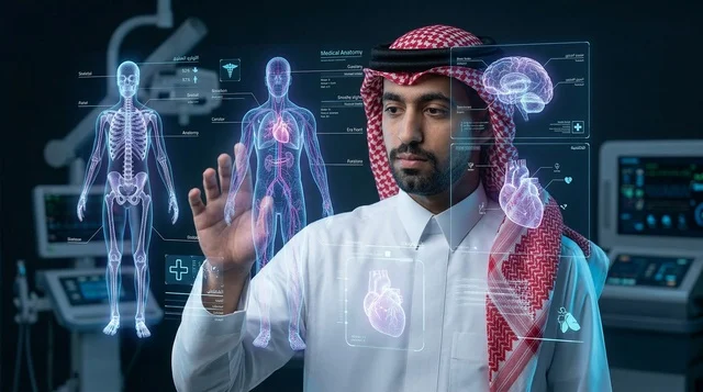 طبيب سعودي يستخدم تقنية الهولوغرام الطبي لتشريح الجسم