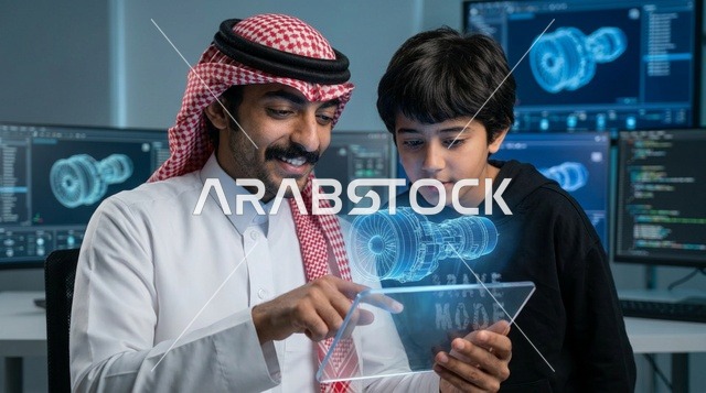 مهندس سعودي يعلم طفلاً تقنية الهولوجرام ثلاثي الأبعاد
