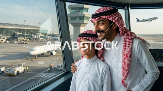 أب سعودي وابنه في برج مراقبة المطار