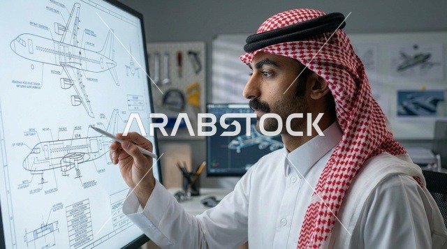 مهندس طيران سعودي يصمم طائرة على شاشة رقمية تفاعلية