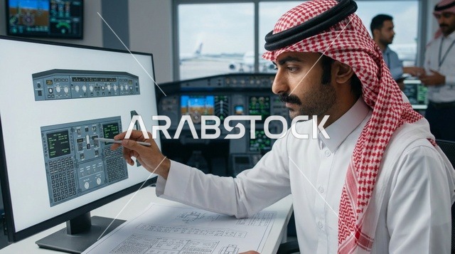 مهندس طيران سعودي يتدرب في غرفة محاكاة الطيران