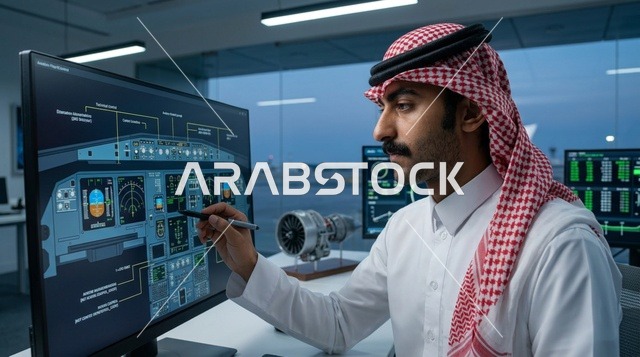 Saudi Aerospace Engineer Working on Flight Simulator
