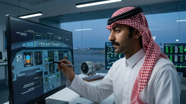 Saudi Aerospace Engineer Working on Flight Simulator