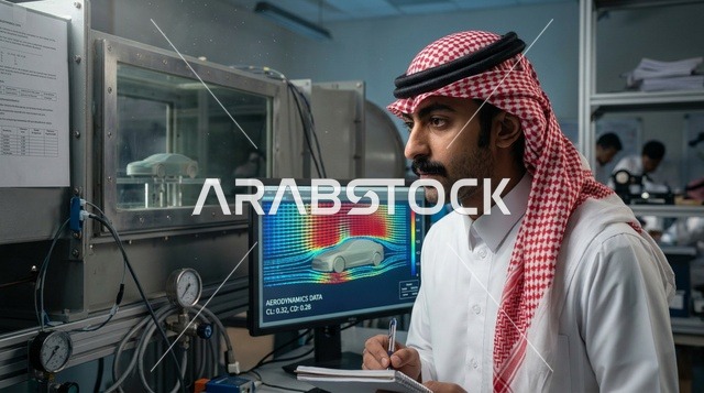 مهندس سعودي يختبر الديناميكا الهوائية في المختبر