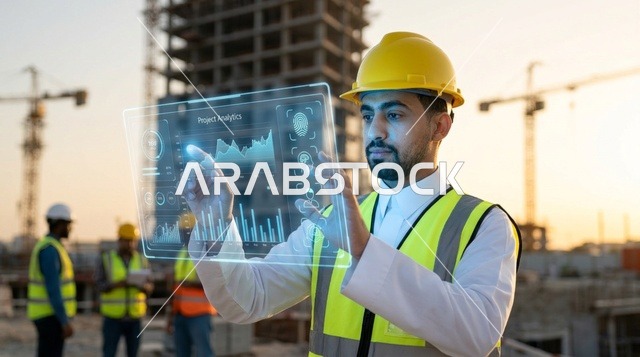 مهندس عربي يستخدم تقنية الهولوجرام الذكية بموقع البناء