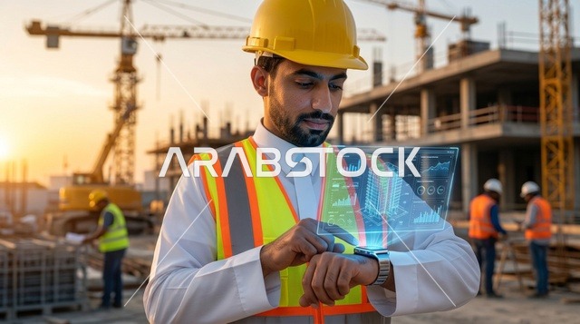مهندس عربي يستخدم تقنية الهولوغرام في موقع البناء