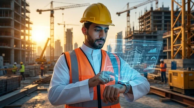 مهندس عربي يستخدم تقنية الهولوغرام في موقع بناء